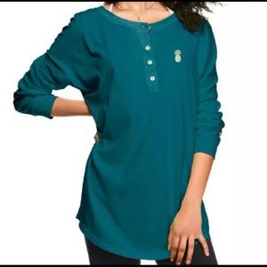 Victoria’s Secret Pink Pineapple Campus Henley in Teal Blue NWOT